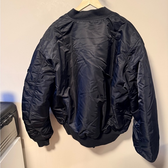 Alpha Industries Black Bomber Jacket with Orange Lining - Picture 2 of 4